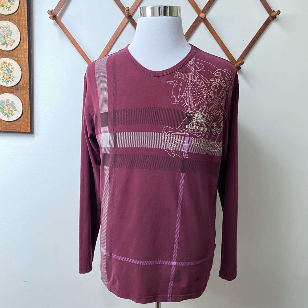Burberry Prorsum Nova Check Plaid Logo Graphic Tee - Picture 15 of 15